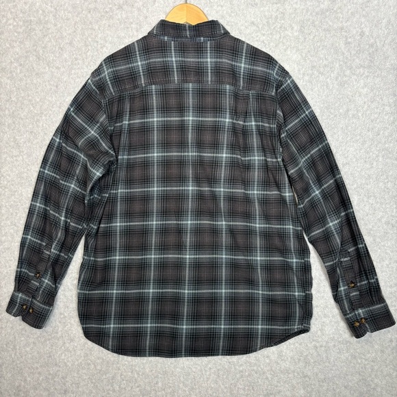 Carhartt Long Sleeve Button-Down Flannel Plaid Shirt-Gray/Blue-Men Large - Picture 4 of 5